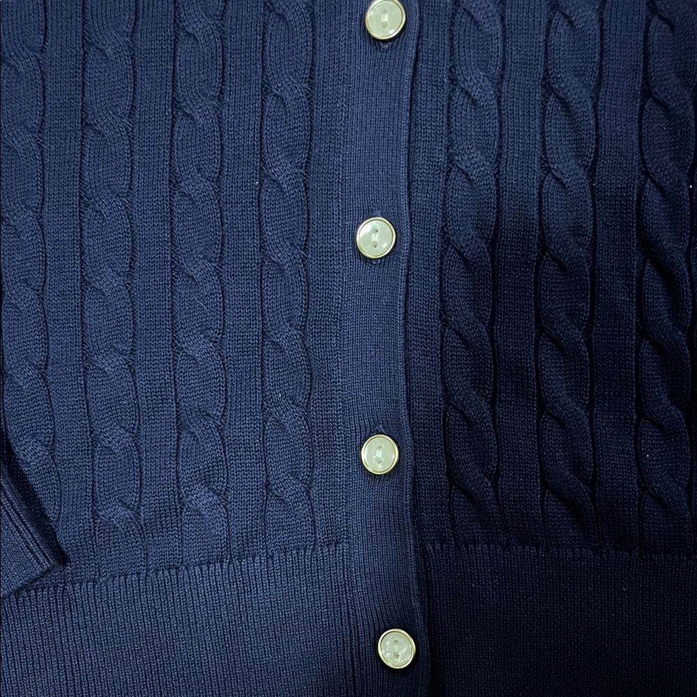 Lands' End Women's Deep Blue Cardigan - Picture 5 of 5